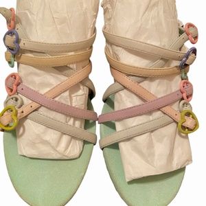 DONALD J PLINER SPORT-IQUE MULTICOLOR MIST SUEDE SLIDE MULES 7.5 Org. Price $125